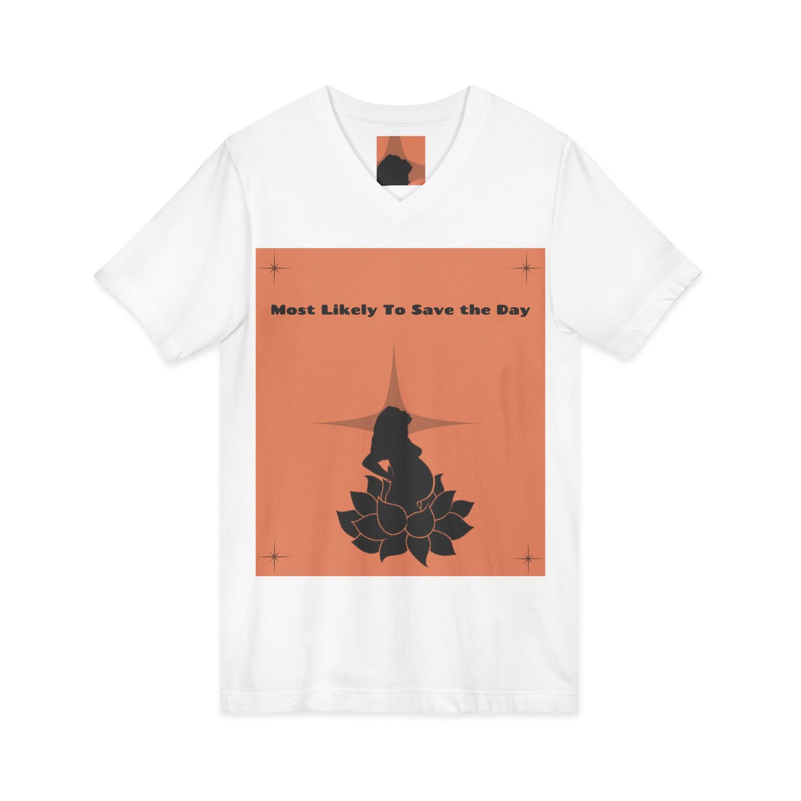 most likely to save the day v neck tee most likely to save the day v neck tee