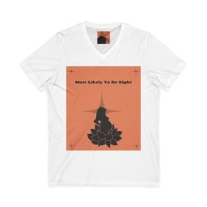 most likely to be right v neck tee — meditation lotus silhouette shirt