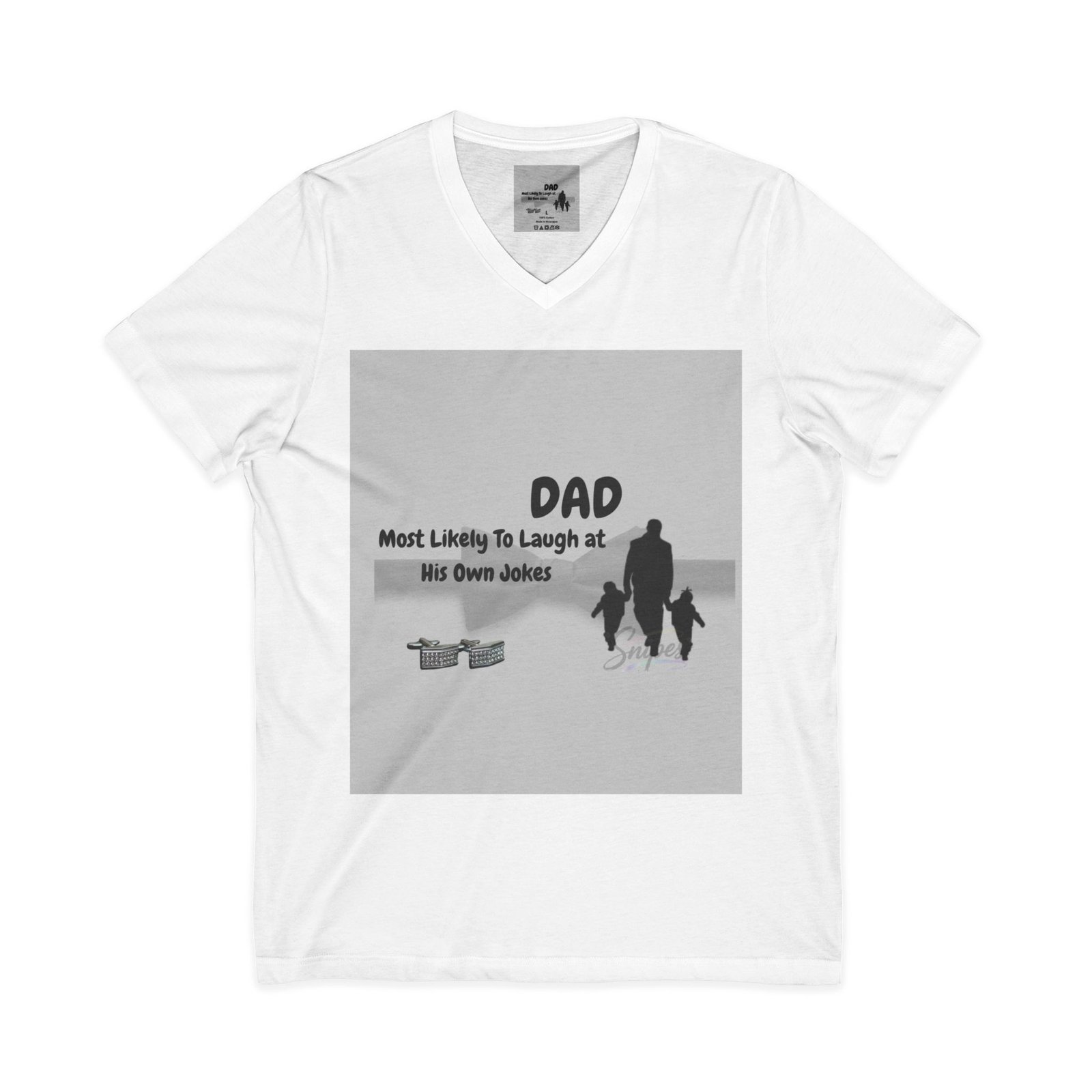 dad v neck tee “most likely to laugh at his own jokes” father’s day t shirt dad v neck tee “most likely to laugh at his own jokes” father’s day t shirt