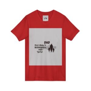 dad 'most likely to be everyone's hero' v neck tee