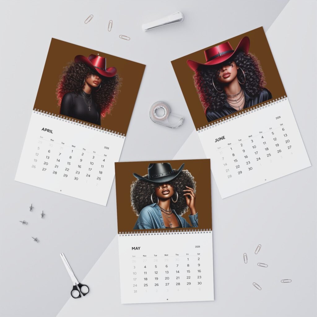 2026 Afro-Cowgirl Wall Calendar — Black Art Portraits Monthly Calendar Brown 2026 afro cowgirl wall calendar — black art portraits monthly calendar brown