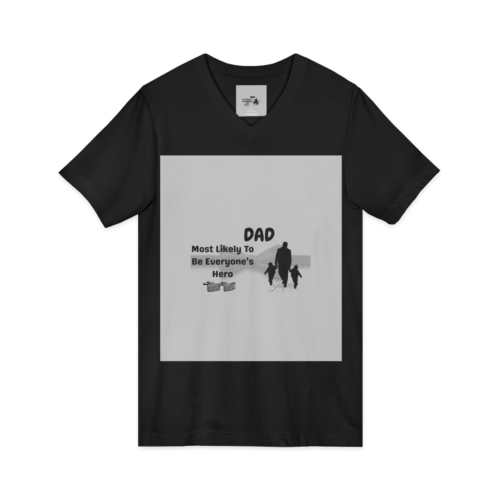 dad 'most likely to be everyone's hero' v neck tee dad 'most likely to be everyone's hero' v neck tee