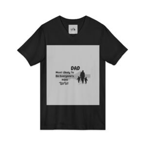 dad 'most likely to be everyone's hero' v neck tee