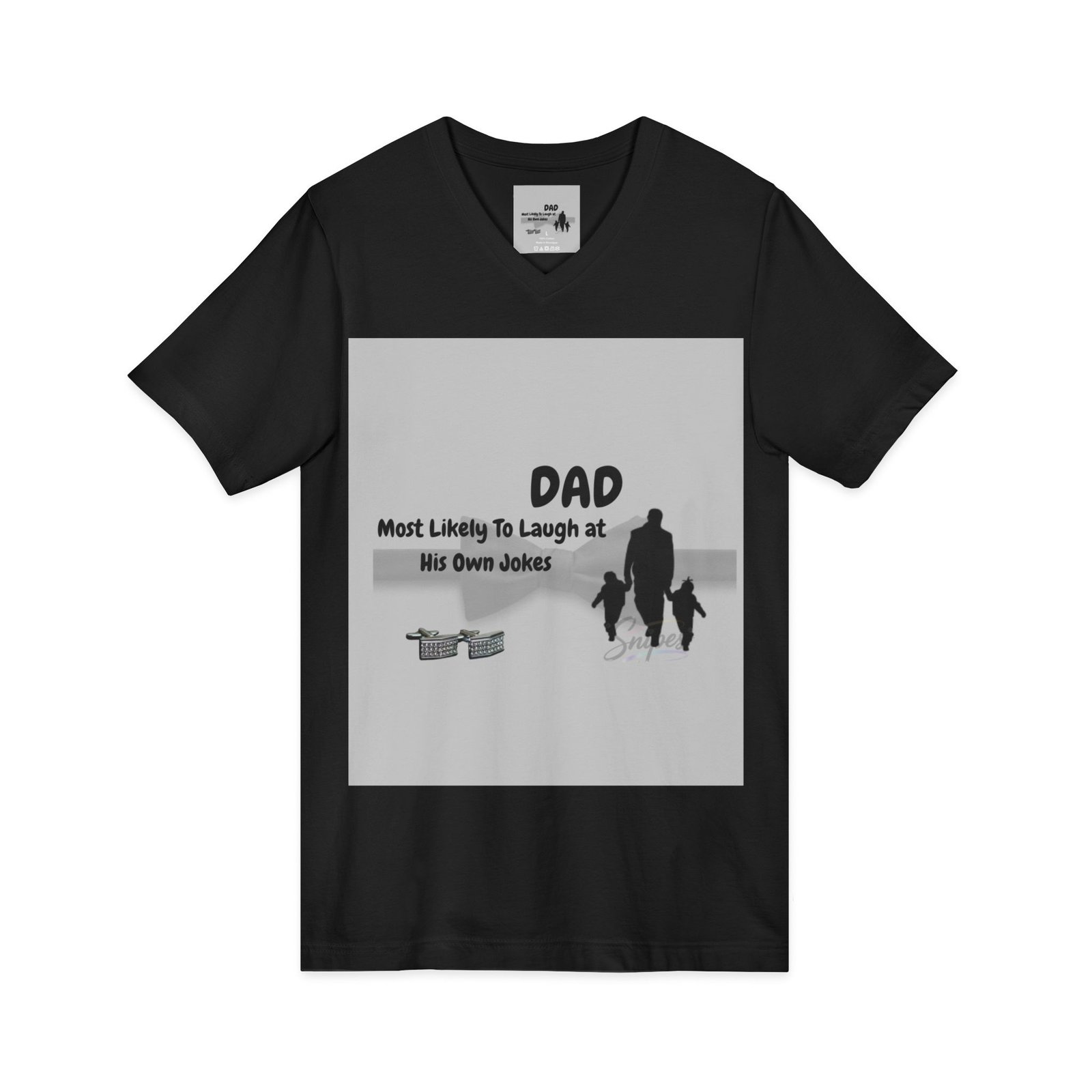 dad v neck tee “most likely to laugh at his own jokes” father’s day t shirt dad v neck tee “most likely to laugh at his own jokes” father’s day t shirt