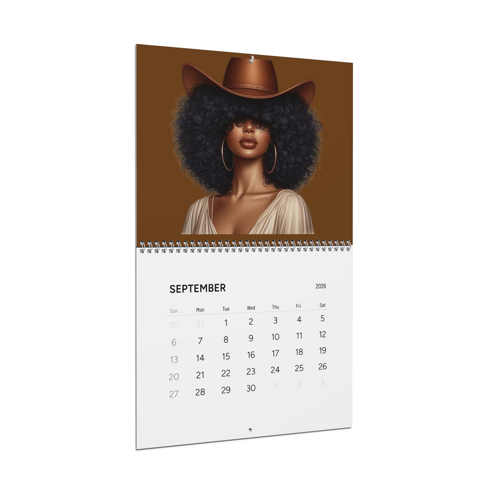 2026 afro cowgirl wall calendar — black art portraits monthly calendar brown 2026 afro cowgirl wall calendar — black art portraits monthly calendar brown