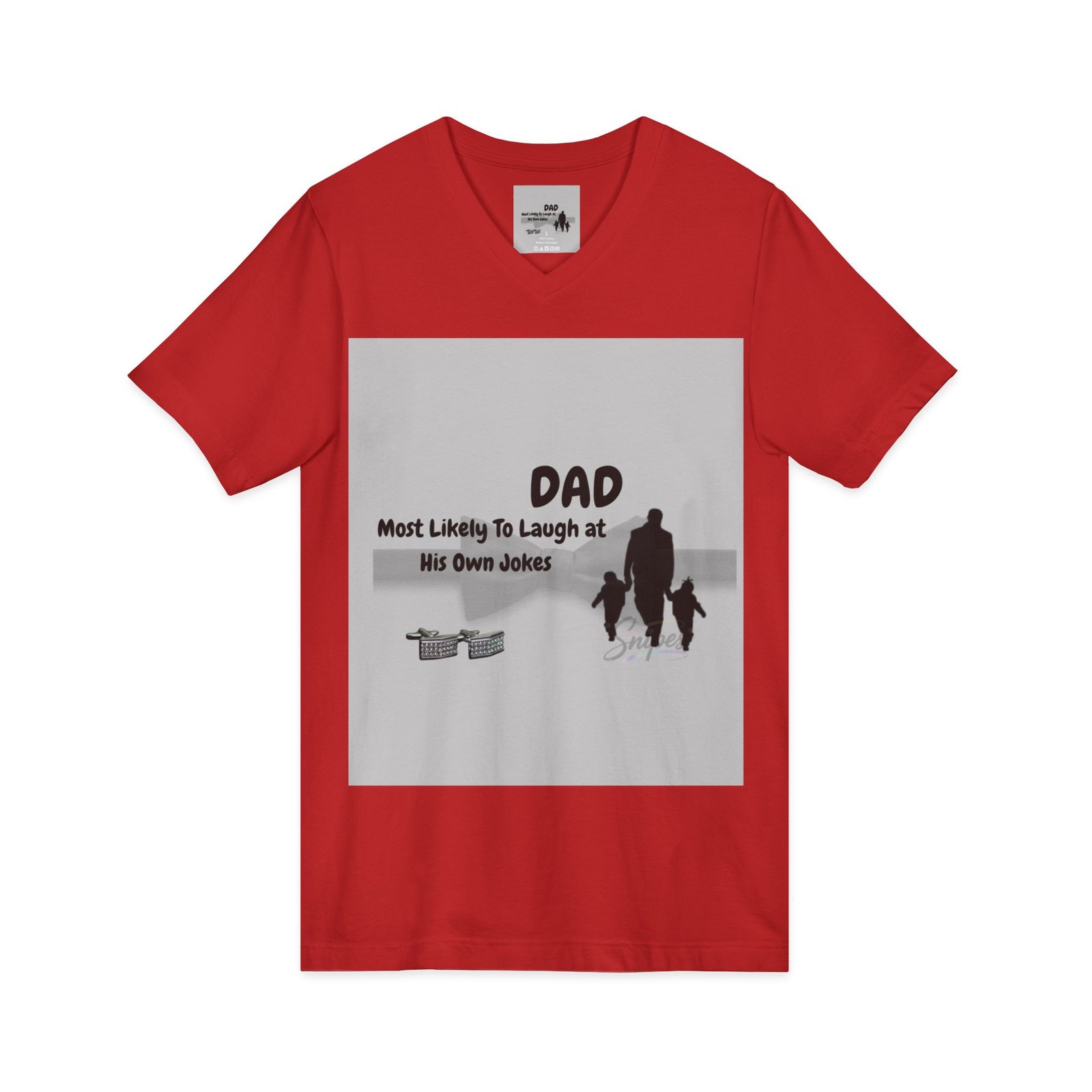 dad v neck tee “most likely to laugh at his own jokes” father’s day t shirt dad v neck tee “most likely to laugh at his own jokes” father’s day t shirt