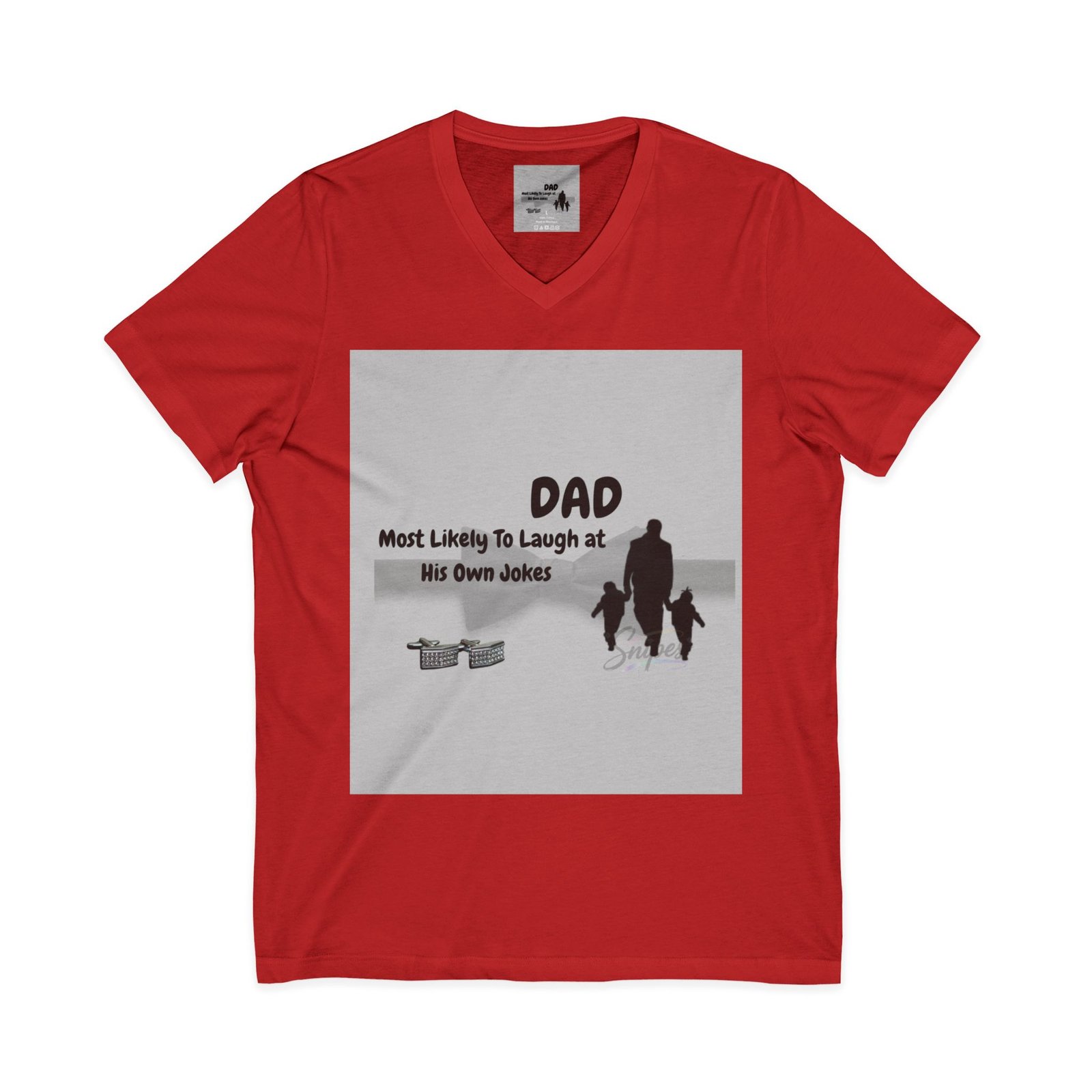 dad v neck tee “most likely to laugh at his own jokes” father’s day t shirt dad v neck tee “most likely to laugh at his own jokes” father’s day t shirt