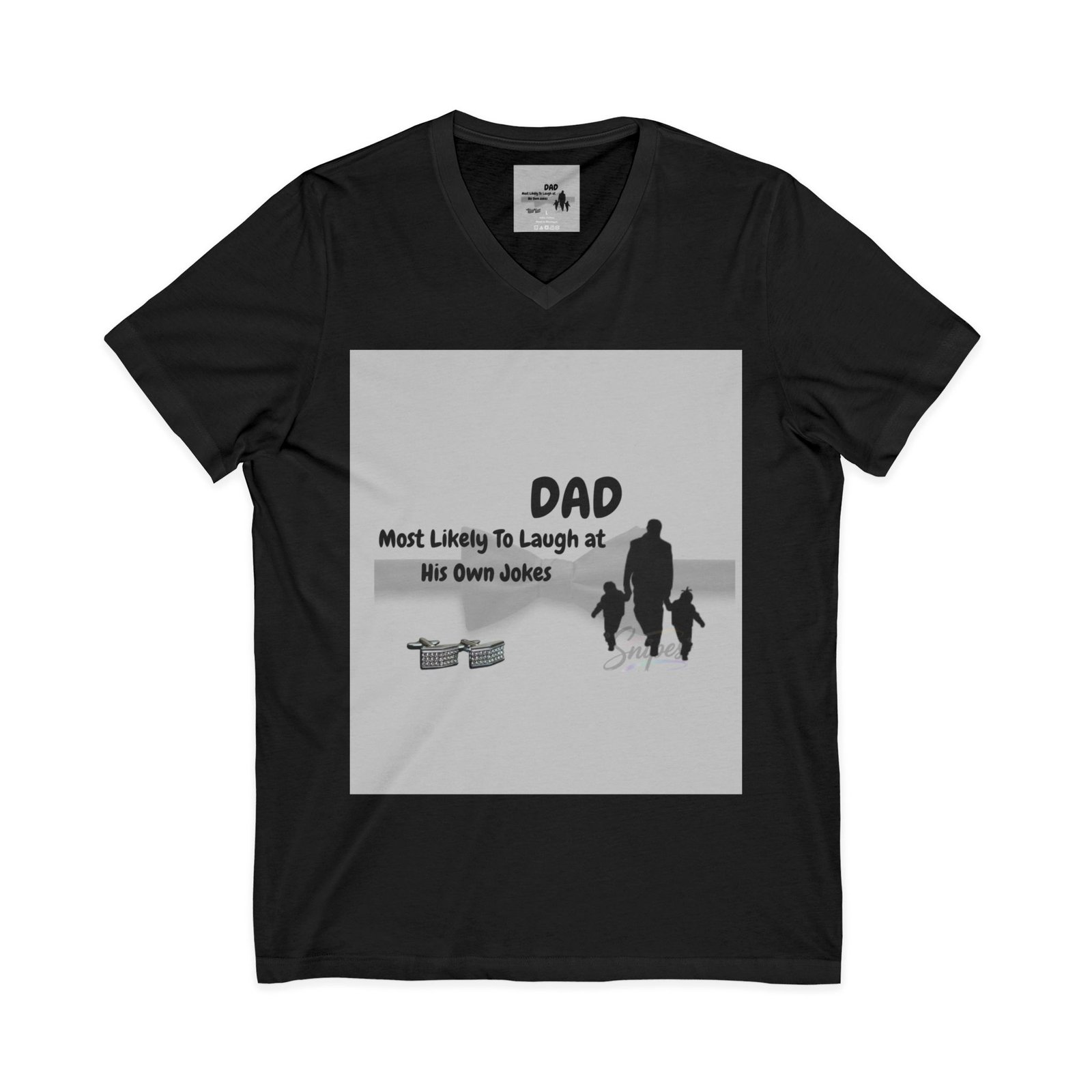 dad v neck tee “most likely to laugh at his own jokes” father’s day t shirt dad v neck tee “most likely to laugh at his own jokes” father’s day t shirt